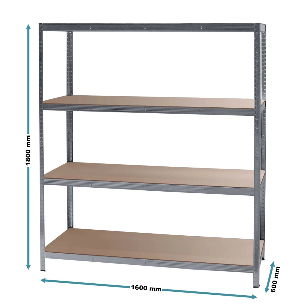 Set 2x Scaffali zincati a incastro per carichi pesanti 160x60x180cm 4 ripiani 175kg/piano