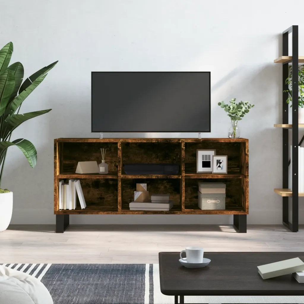 Mobile Porta TV-Mobile per TV-Credenza TV Rovere Fumo 103,5x30x50 cm in Legno Multistrato 466579