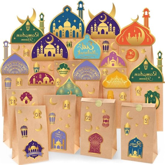 Sacchetti di carta per decorazione di Ramadan e compilazione del calendario di Ramadan