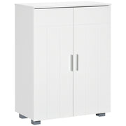 Mobile Bagno Moderno 60x30x80 cm con 2 Ante e Maniglie Argentate in MDF Bianco