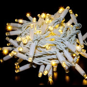 CATENA LUMINOSA PROFESSIONALE CIELO STELLATO 100 LED CAVO BIANCO 10M PROLUNGABILE - LUCE CALDA FISSA E CALDA FLASH INTERMITTENTE PER ESTERNI E INTERNI
