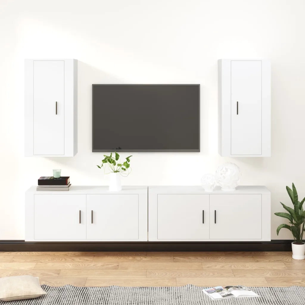 Set di Mobili Porta TV 4 pz Bianco in Legno Multistratocod mxl 124767