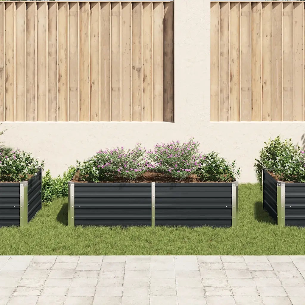 Fioriere | Cassetta per fiori | Letto di Coltura Rialzato 160x80x45cm Acciaio Zincato Antracite
