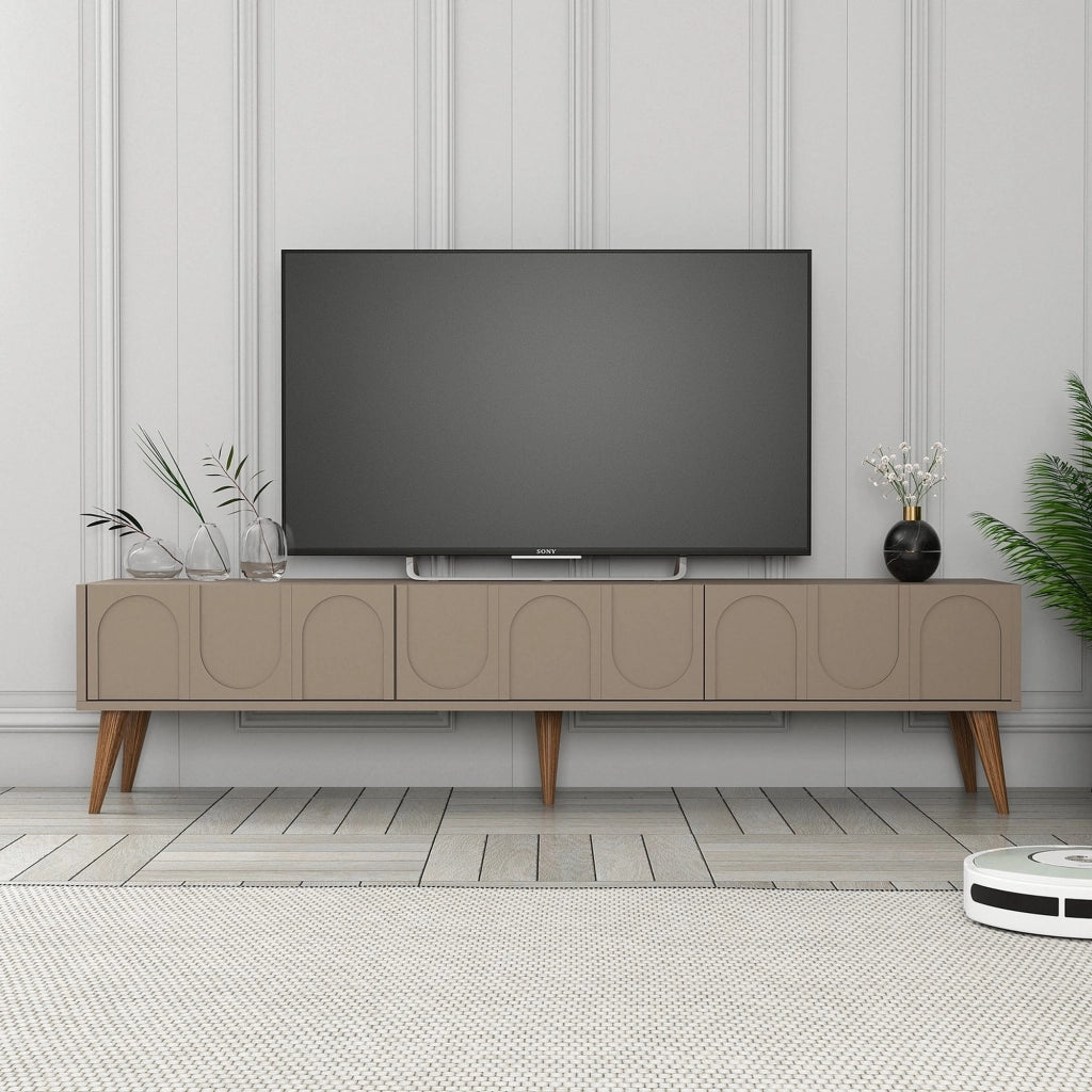 Scafa, Mobile Porta tv 3 Ante, 180x35x44h cm Grigio Tortora