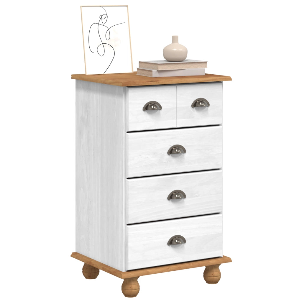Cassettiera 'ASKIM'Bianca 45.8x40x79 cm Legno Massello di Pino