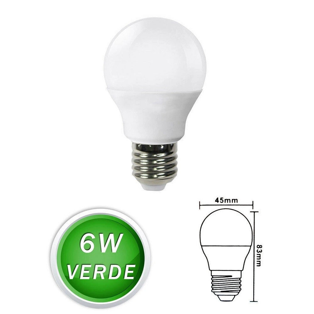 Trade Shop - Lampadine Led Sfera 6 W E27 Luce Colorata Verde Blu Rossa Lampada Globo G45 -