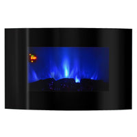 Camino Elettrico da Pavimento 56x90x14,5 cm Effetto Fiamma 1500W Сarlos Nero