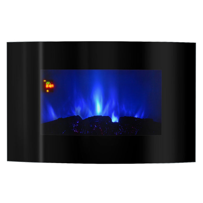 Camino Elettrico da Pavimento 56x90x14,5 cm Effetto Fiamma 1500W Сarlos Nero