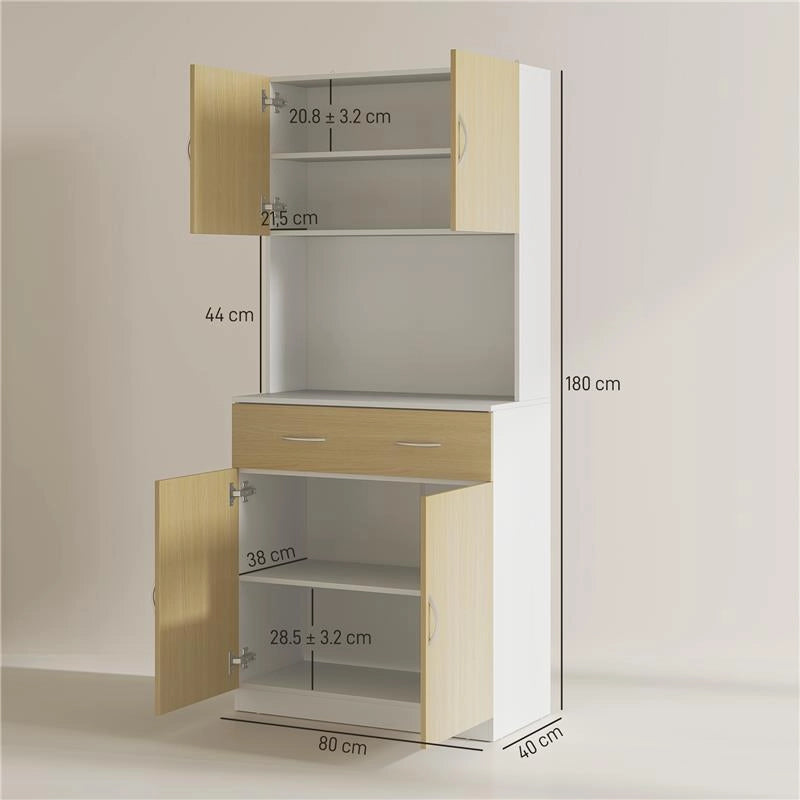 CREDENZA CUCINA CON ARMADIETTI A 2 ANTE E CASSETTO 80X40X180 CM COLORE LEGNO