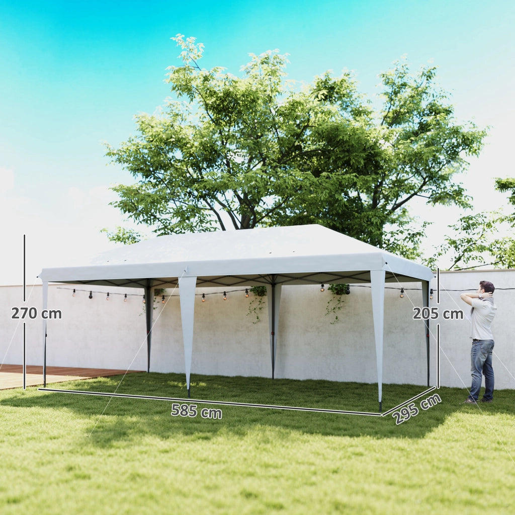 Gazebo da Giardino Pop-up 6x3 m Pieghevole Tendone in Poliestere Oxford Bianco