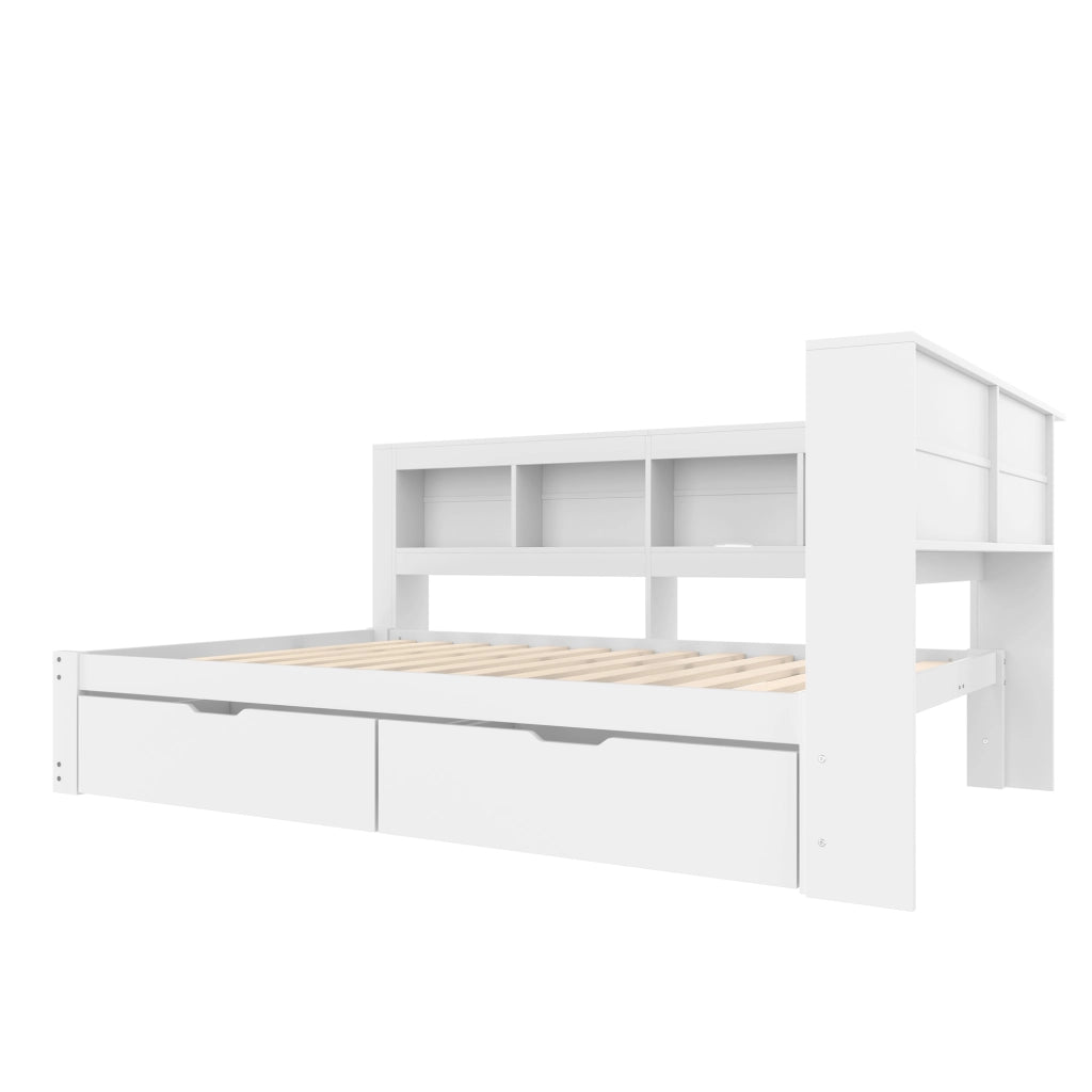 LETTO Sofà letto 140x200 cm Bianco con 2 cassetti, prese e 2 porte USB