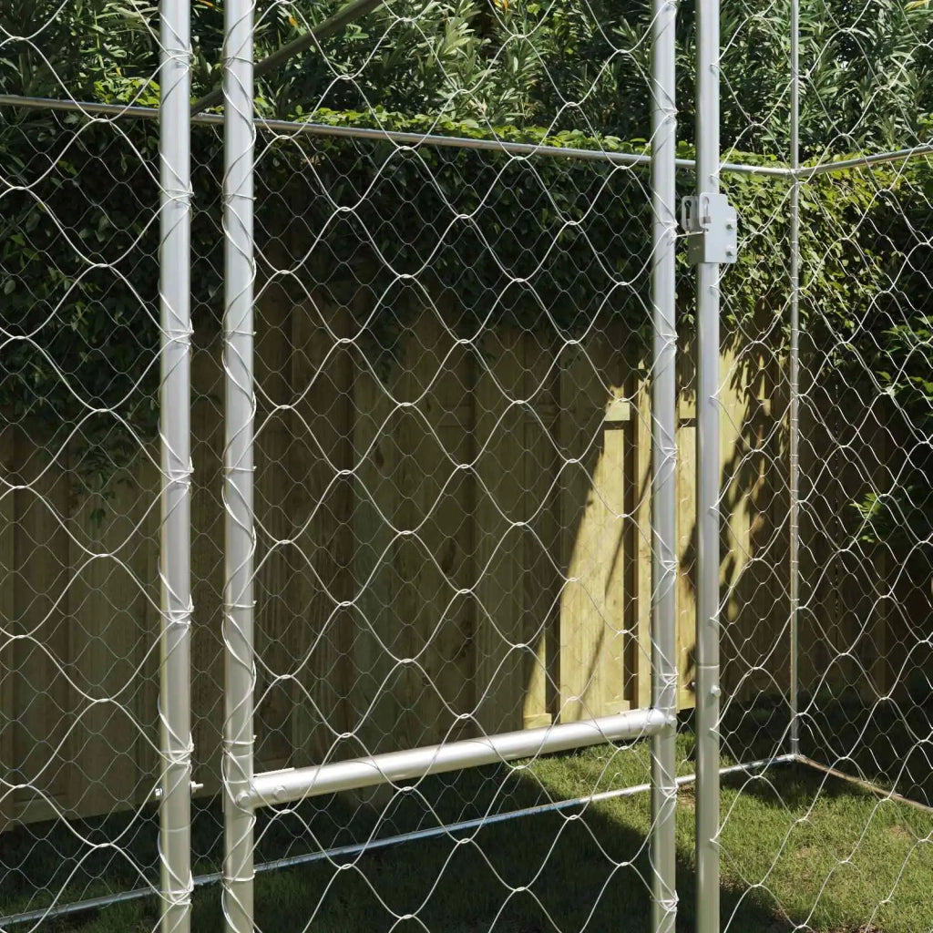 Gabbia per Cani con Tetto Argento 400 x 200 x 256 cm 3368301