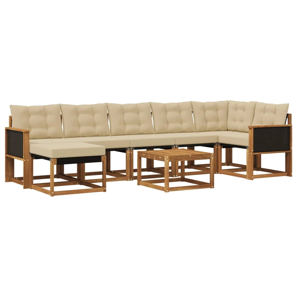 Set di divani da esterno 8 pz Naturale e Beige 3382105