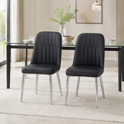 Sedia da Pranzo con Schienale Ergonomico e Seduta Imbottita, in Metallo e Similpelle, Nero Argento