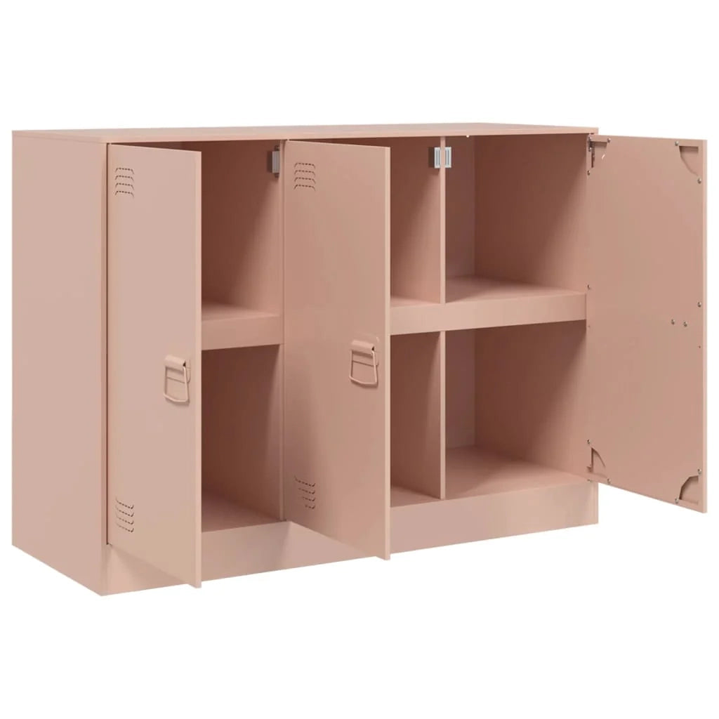 Credenza cassettiera armadio mobile contenitore organizer per cucina soggiorno salotto 99 x 39 x 73 cm acciaio rosa 02_0036218