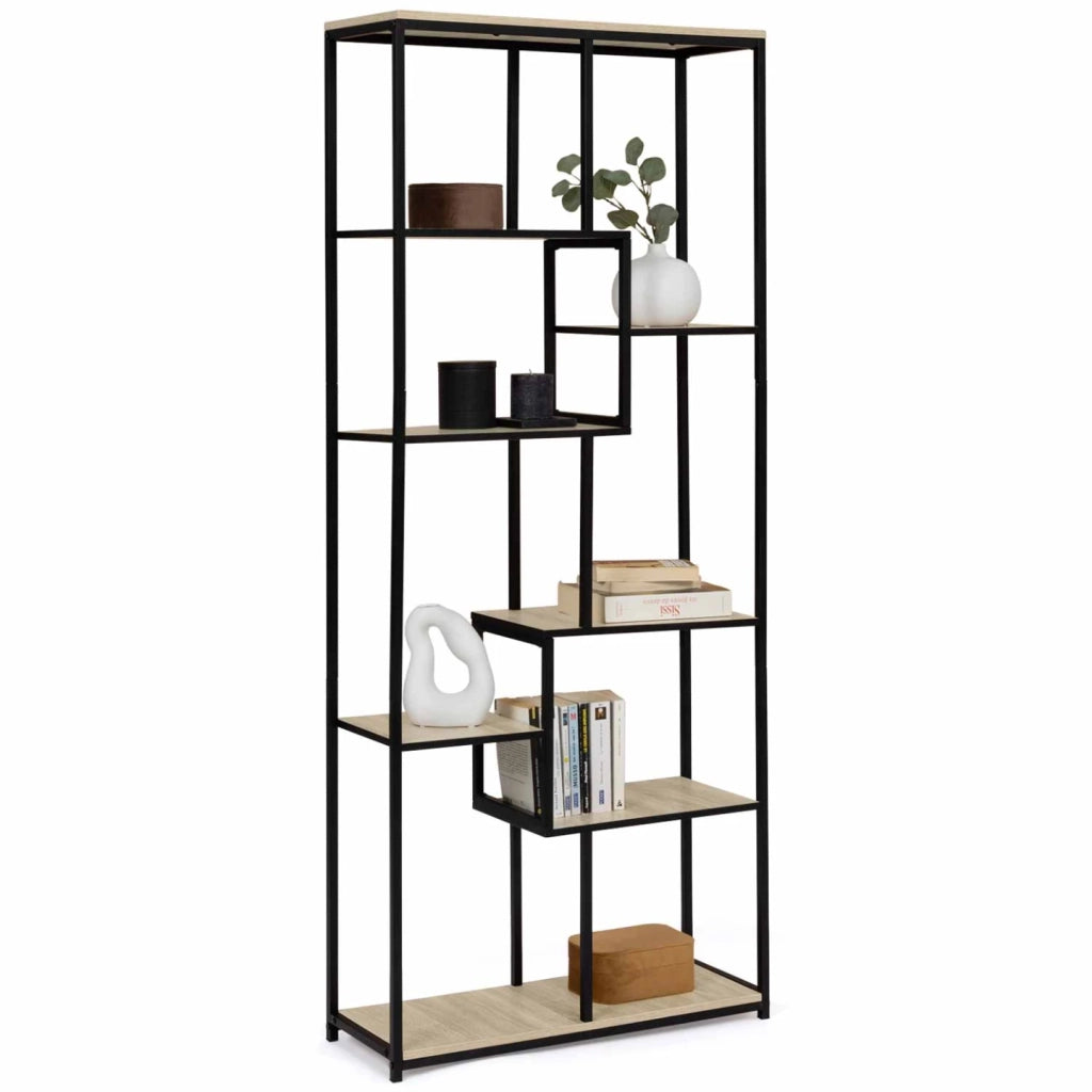 IDMarket - DETROIT libreria asimmetrica a 6 livelli dal design industriale 161 cm