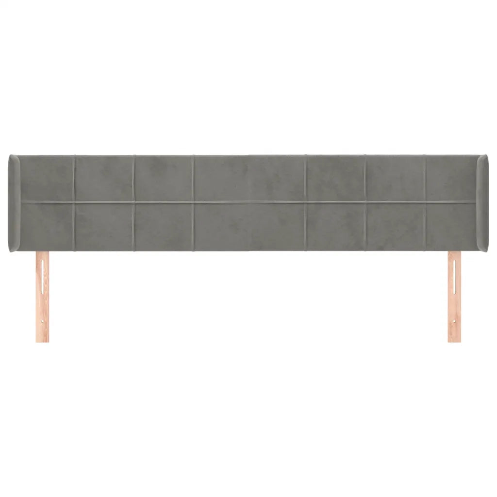 Testiera | Testata ad Orecchio Grigio Chiaro 203x16x78/88 cm in Velluto