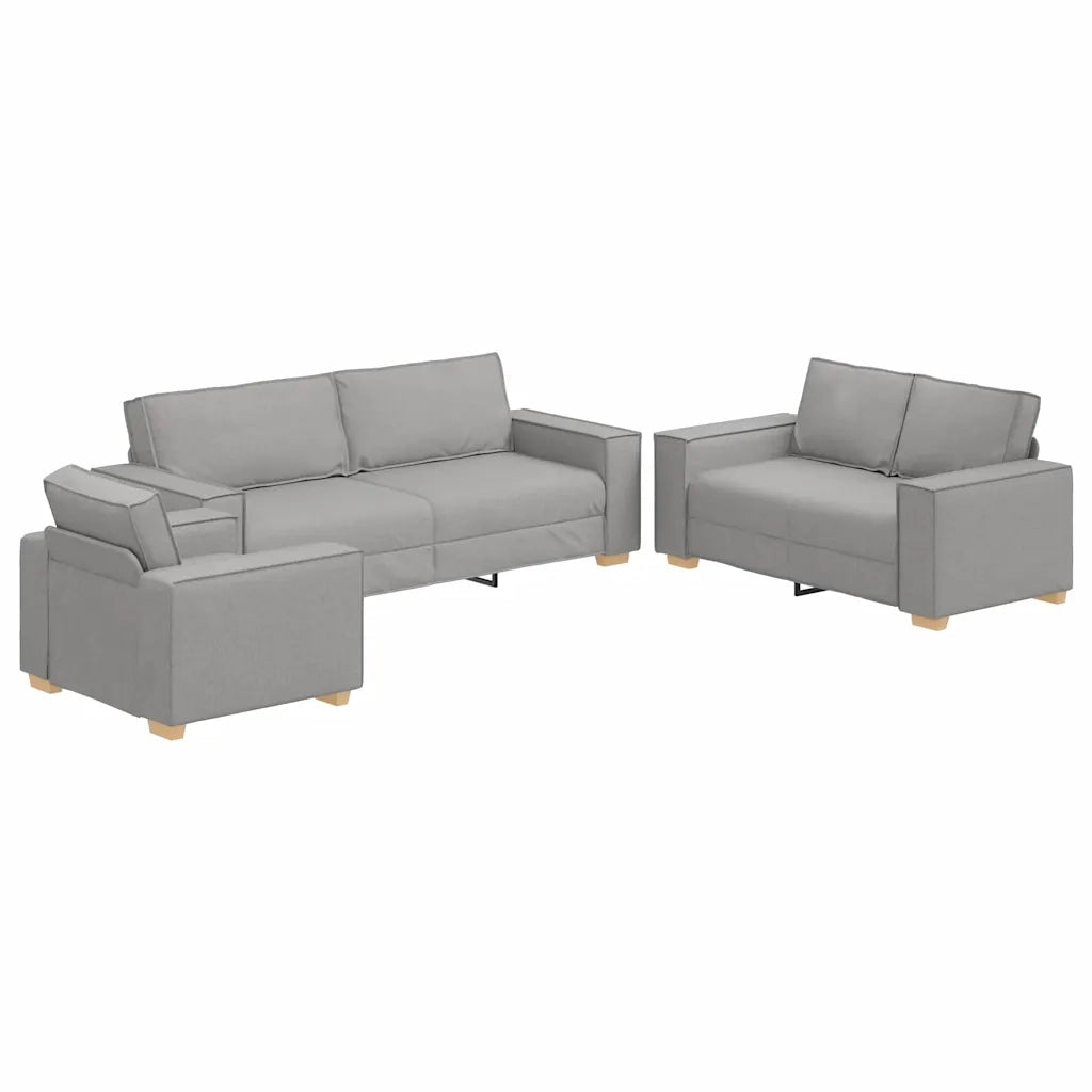 Divano 3 pcs Grigio Nuvola Tessuto misto lino 3324617