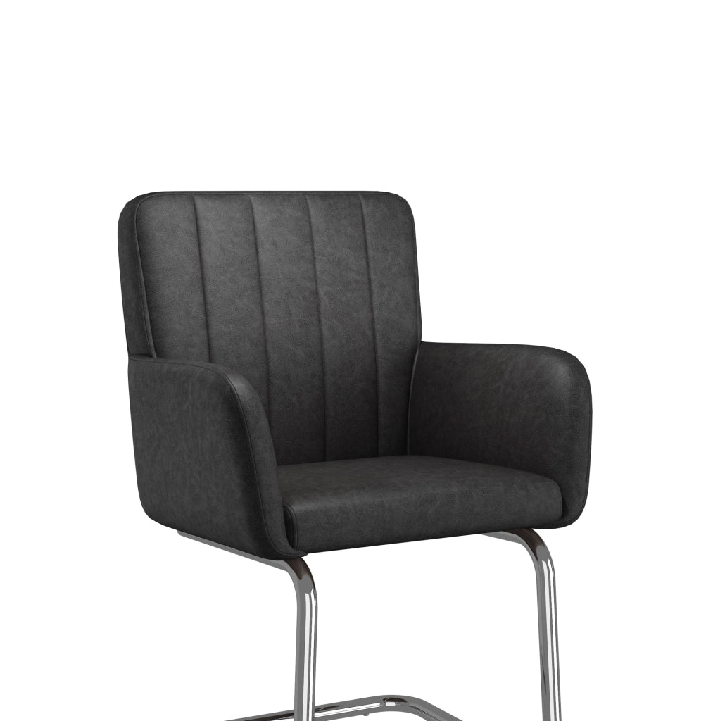 Set di 2 sedie da pranzo con schienale a Z in similpelle PU e metallo; nero