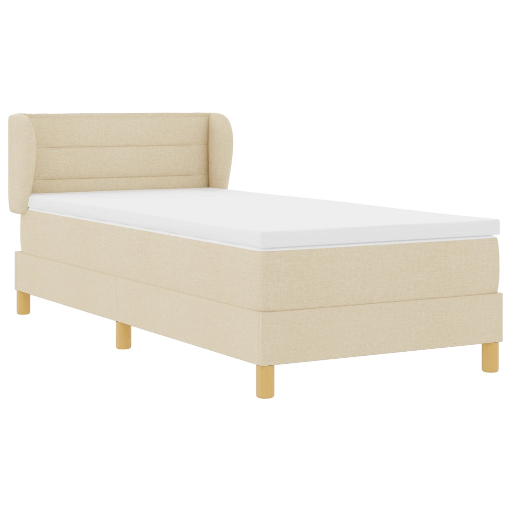 Letto Box Spring con Materasso - Crema - 80x200 cm - Tessuto