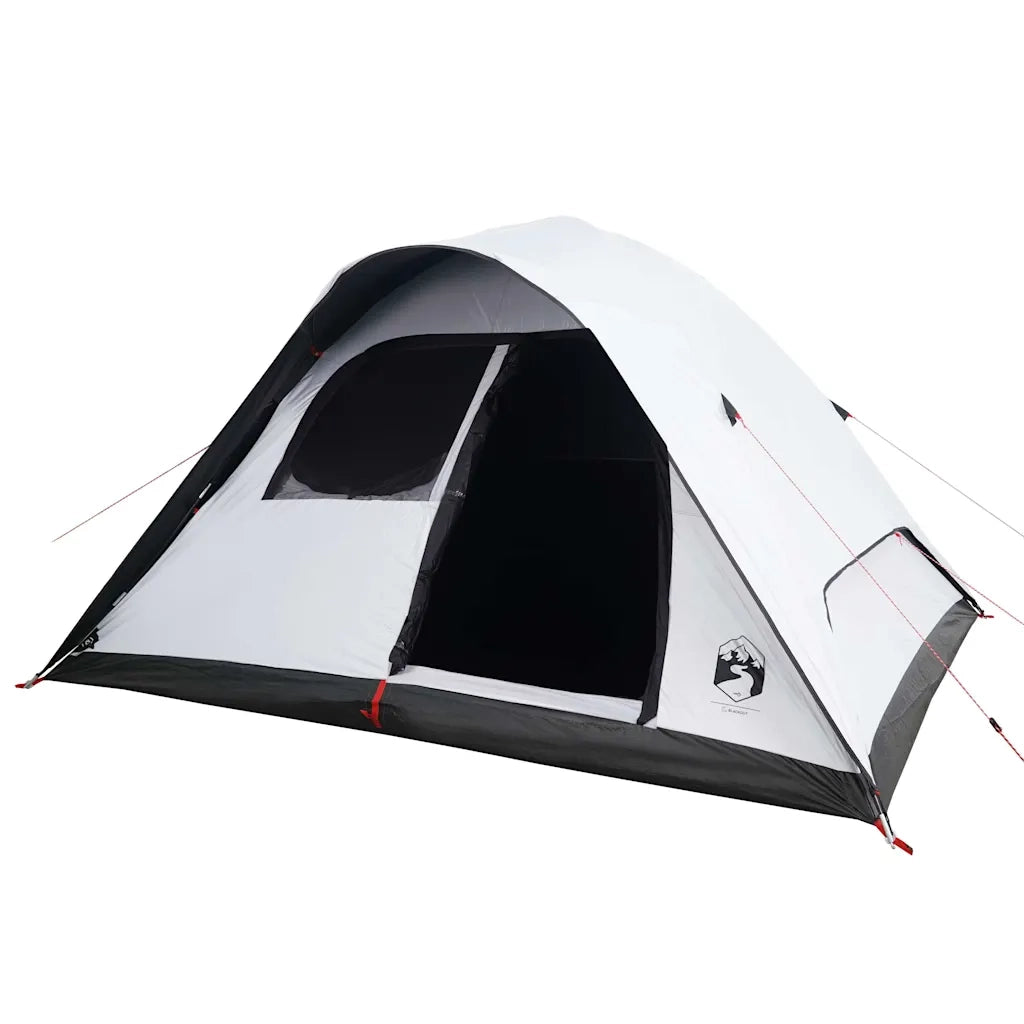 Tenda Familiare a Cupola 6 Persone-Tenda da campeggio Bianca Tessuto Impermeabile 571000