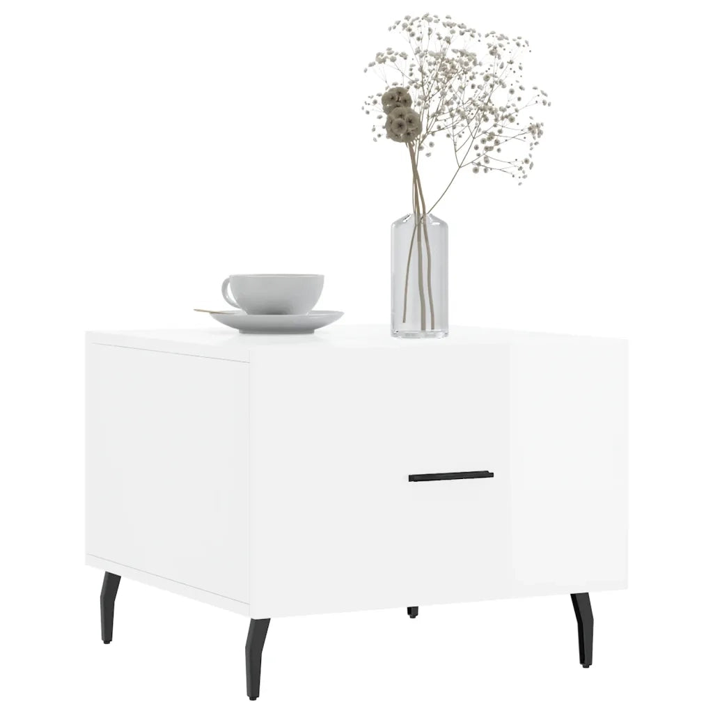 2 pz Tavolini salotto | Tavolino da caff¨¨ | Tavolino da Soggiorno Bianco Lucido 50x50x40cm Legno Multistrato