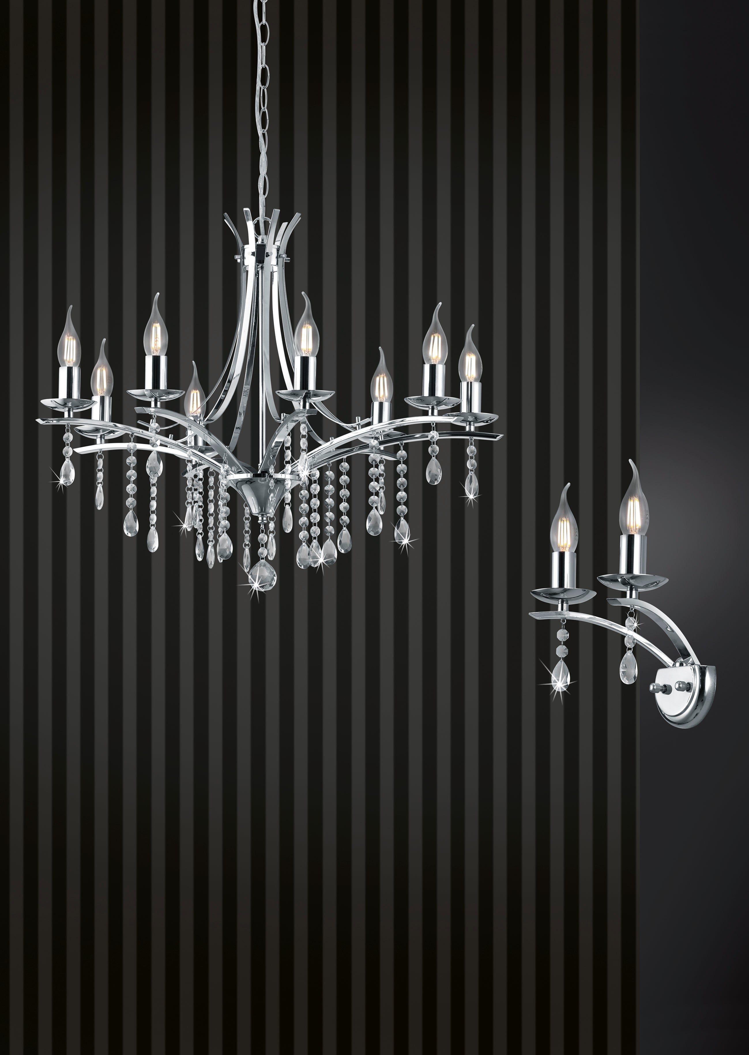 Lampadario da Interno  E14 in Metallo Cromo