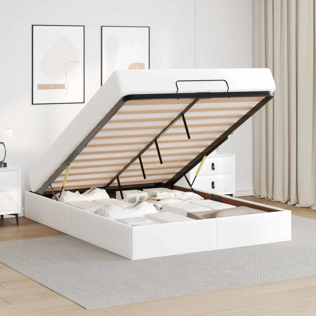 Struttura letto con materasso con materasso 2 pcs Bianco PVC