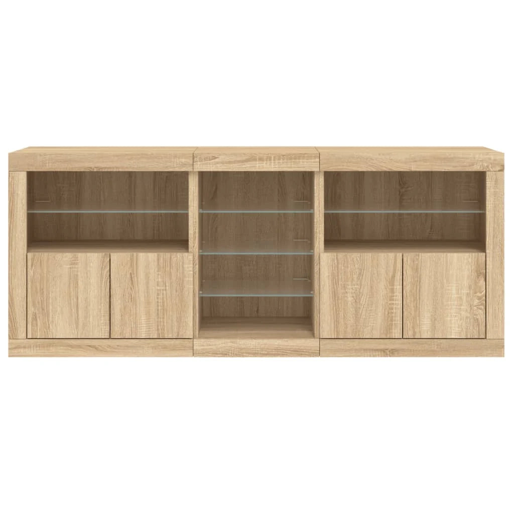 Buffet credenza cassettiera armadio mobile contenitore organizer per cucina soggiorno salotto con luci LED Sonoma 181,5 x 37 x 67 cm marrone 02_0029950
