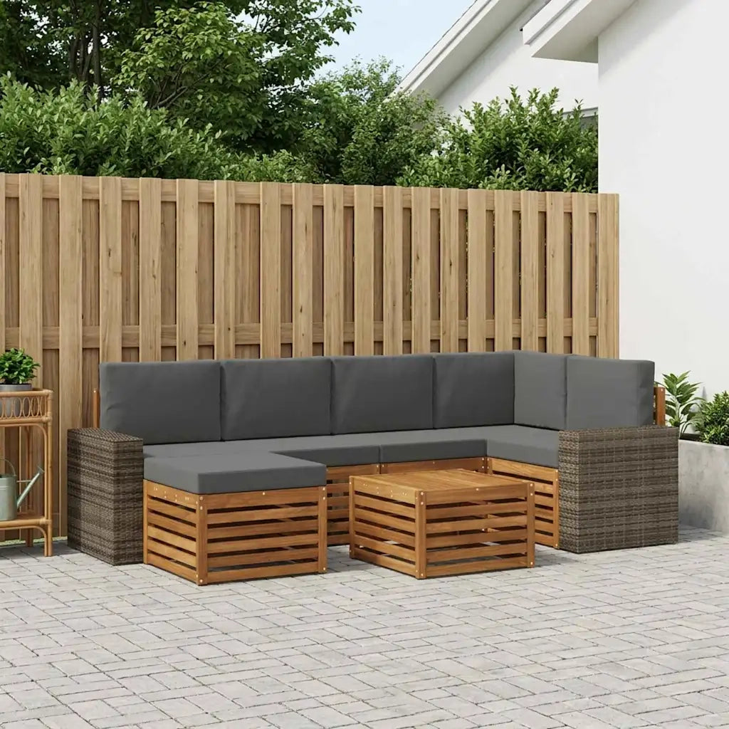 Set divano sezionale con cuscino 7 pcs Naturale e Antracite