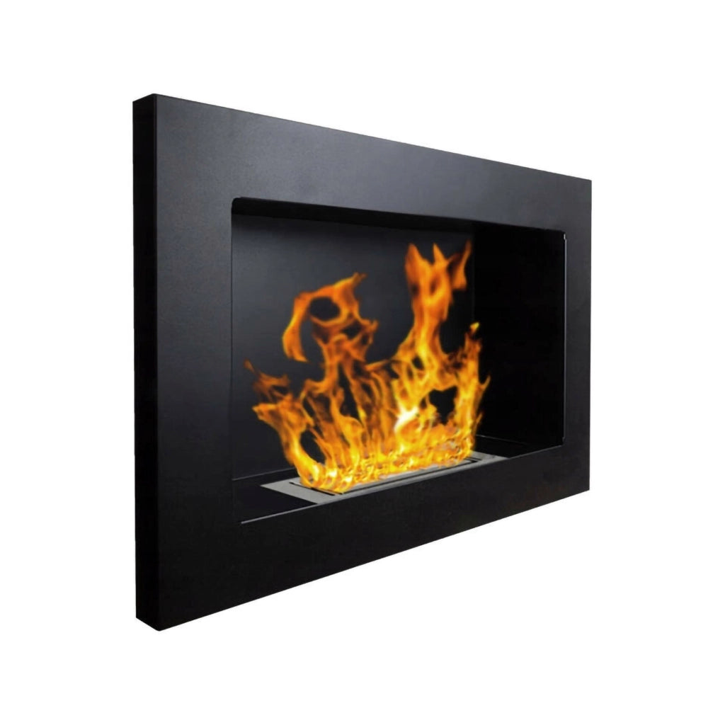 Camino a bioetanolo Airuno, Caminetto ecologico, Focolare senza fumo, Riscaldatore ad etanolo, Made in Italy, 65x12 h40 cm, Nero