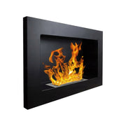 Camino a bioetanolo Airuno, Caminetto ecologico, Focolare senza fumo, Riscaldatore ad etanolo, Made in Italy, 65x12 h40 cm, Nero
