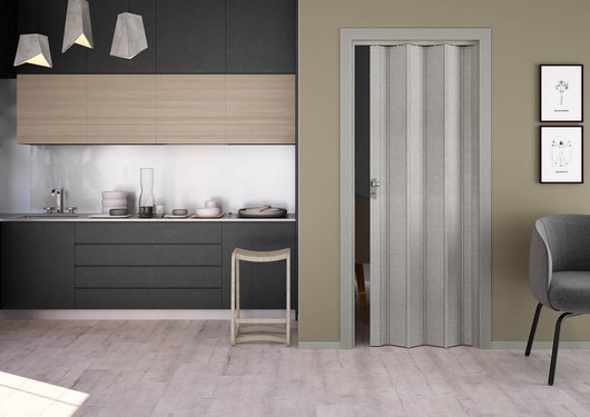 Porta a Soffietto da Interno 83x214 cm in PVC Caroline Tessuto Grigio