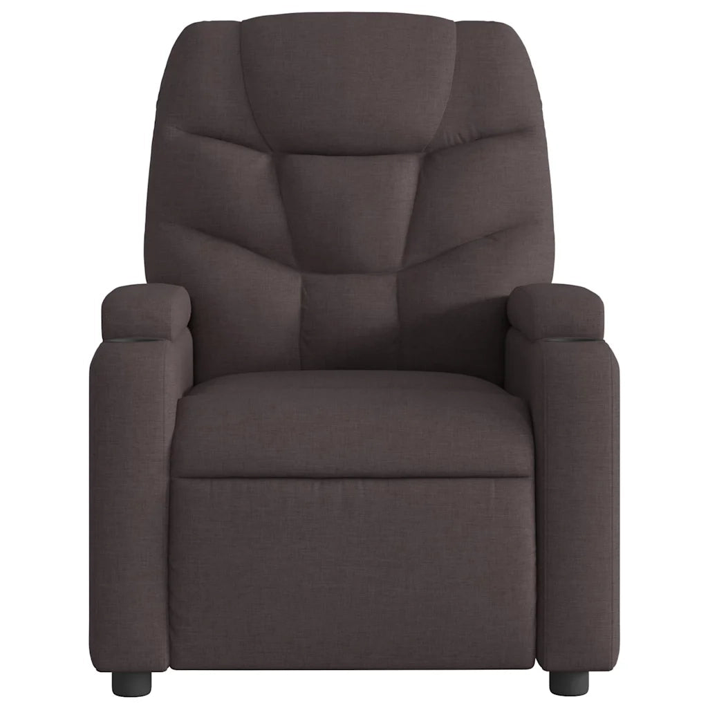 Poltrona | Sedia Relax Massaggio Reclinabile Elettrica Marrone Scuro Tessuto