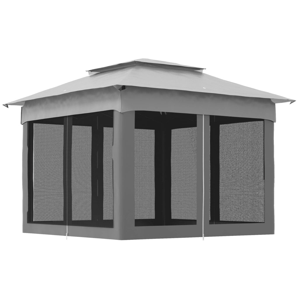Gazebo Pieghevole 3.3x3.3 m con Pareti Laterali ¨C zephmum ¨C Grigio Chiaro
