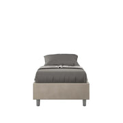 Letto singolo senza rete imbottito 80x200 microfibra sabbia Azelia