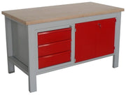 Banco montato per officine con scomparto inferiore a 2 ante e 3 cassetti cm. 150x75x88h