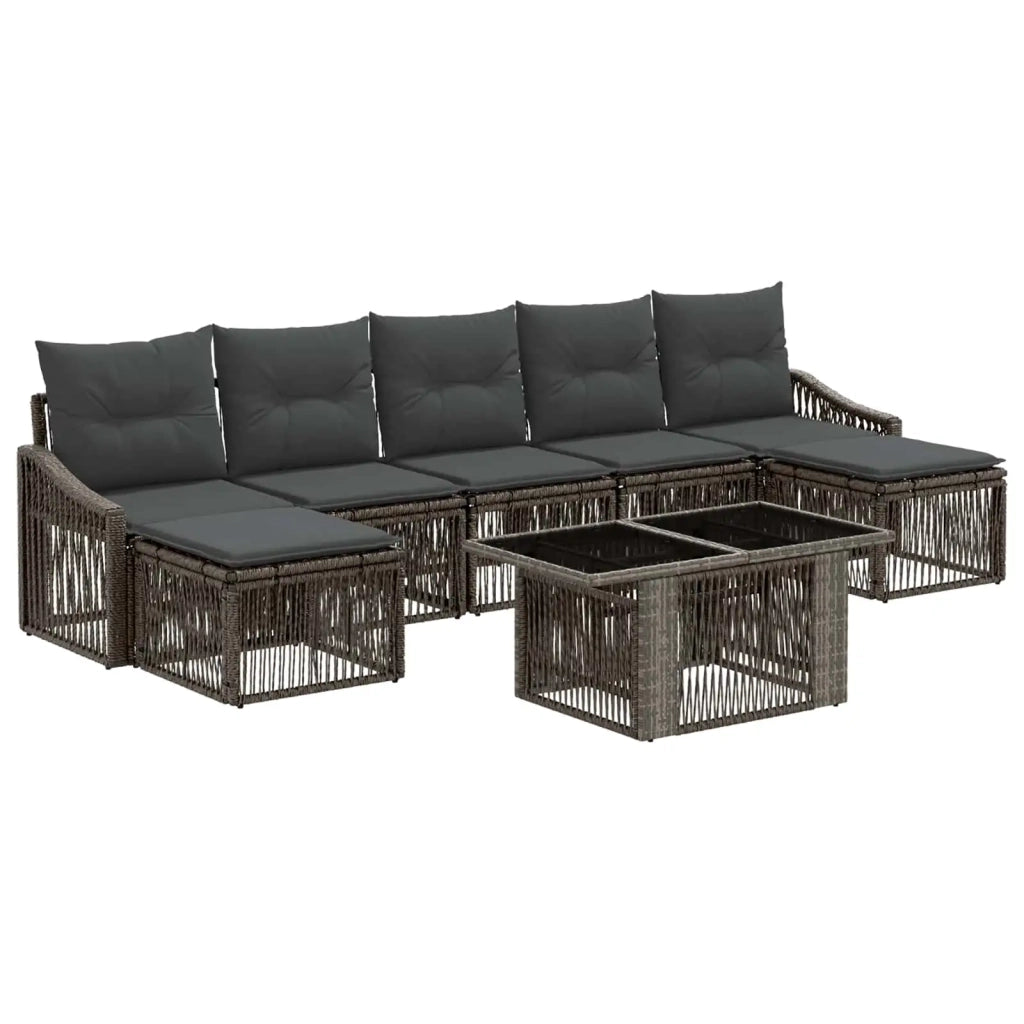 Set Divano da Giardino 8 pz Grigio e Grigio Scuro polyrattan 3437291