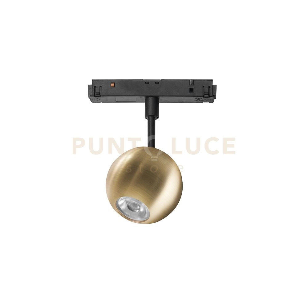 NARDO SP - FARETTO PROIETTORE REGOLABILE ORO TONDO INCASTRO MAGNETICO PER BINARIO 48V 3000K 410LM 8,5W