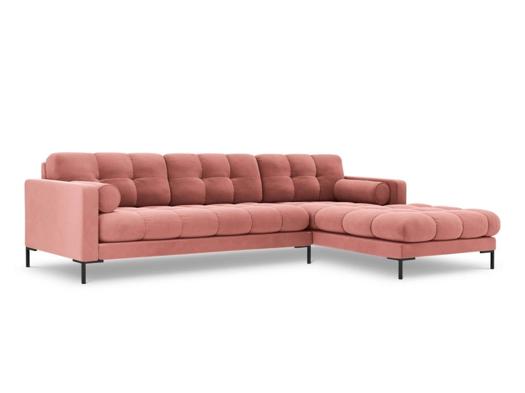 Cosmopolitan Design - Divano angolare destro "Bali" 5 posti in velluto rosa 