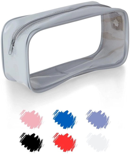 Etui Grosso Trasparente Grigio per Donne Studentesse, Etui PVC Rotondo per Borse Cosmetiche, Etui Borsetta Scuola, Articoli da Bagno, Borse da Ufficio, Etui Università