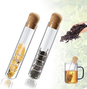 Due pezzi di infusori per tè trasparenti in vetro, con stopper, per infusori per tè in foglia e per tè in bustina, dimensioni 2.5x11CM