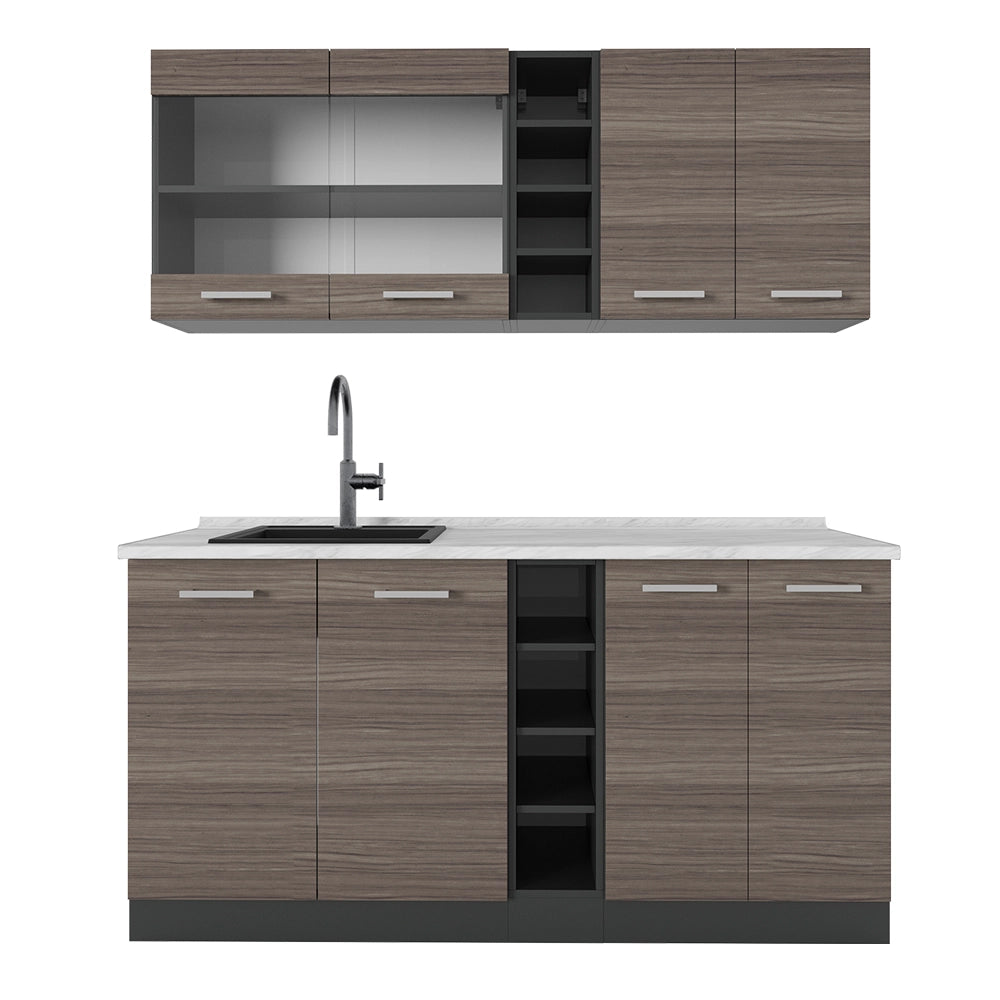 Vicco Cucina completa Grigio nobile/antracite 160 cm , PL Marmo