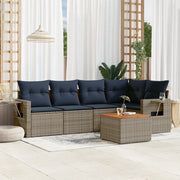 Set Divani da Giardino 6 pz con Cuscini Grigio in Polyrattan 3224556