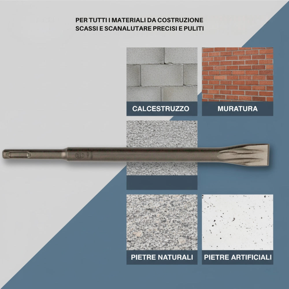 Scalpello piatto pro 20 x 250 mm per calcestruzzo mattoni e materiali edili