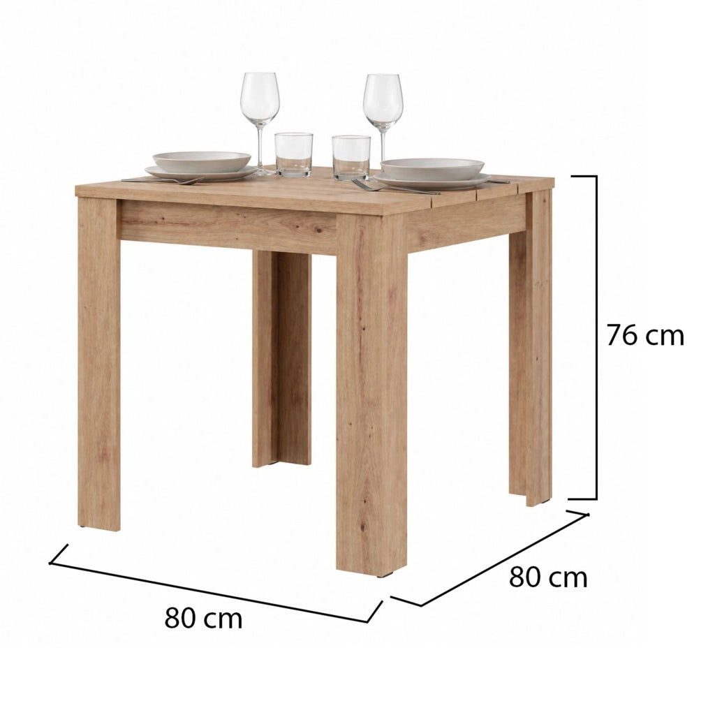 Trosa, Tavolo Fisso 6 Posti, 80x80x76h cm Marrone Rovere Nodi