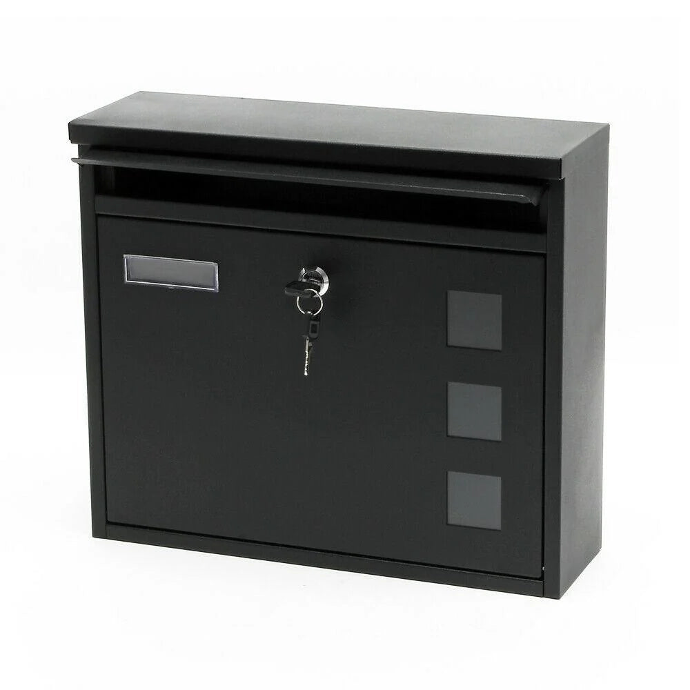 Cassetta postale da parete stile design finitura verniciata a polvere 30 × 39,5 × 11 cm nero 16_0000105