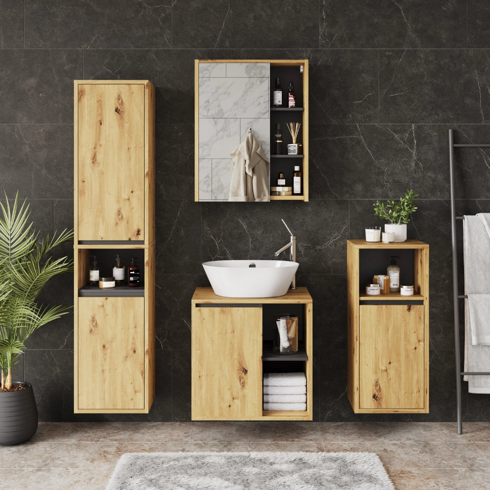 Vicco Mobile sottolavabo per bagno Artigiano/grigio 60 x 60 cm con ripiani aperti