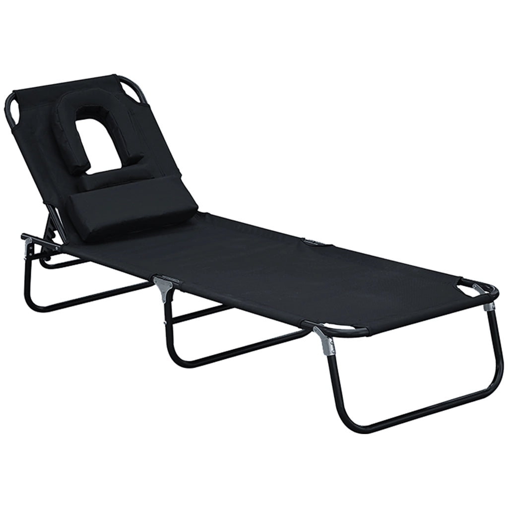 Lettino da giardino pieghevole con cuscino ¨C zephmum ¨C Grigio