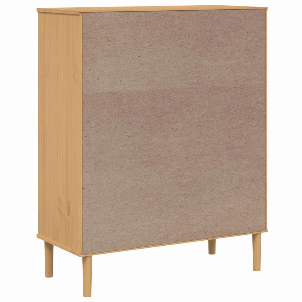 Buffet credenza cassettiera armadio mobile contenitore organizer per cucina soggiorno salotto effetto rattan 90 x 40 x 112 cm legno di pino massiccio marrone 02_0036235